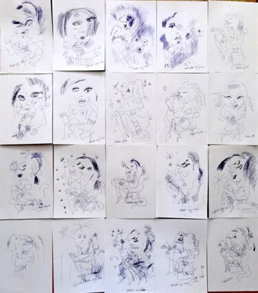 Dessin intitulée "DRAWINGS MADE WITH…" par Kaola Oty, Œuvre d'art originale, Stylo à bille