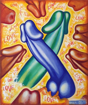 Painting titled "Men s love" by Kaola Oty, Original Artwork, Acrylic