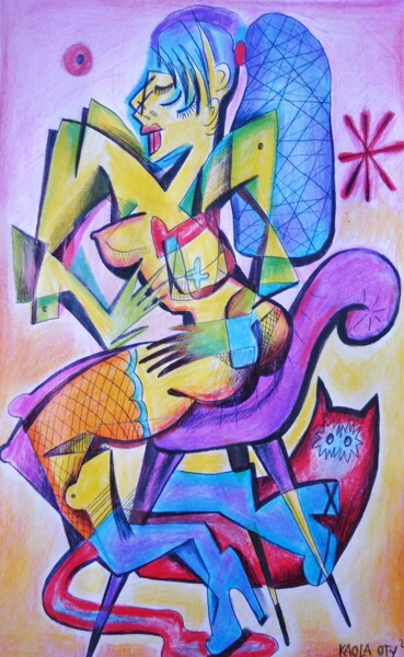 Painting titled "Purple" by Kaola Oty, Original Artwork
