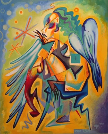 Malerei mit dem Titel "broken-wings" von Kaola Oty, Original-Kunstwerk, Acryl