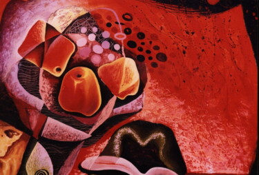 Peinture intitulée "Cubist apple ( crop…" par Kaola Oty, Œuvre d'art originale