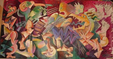 Pintura intitulada "The fight" por Kaola Oty, Obras de arte originais, Pastel