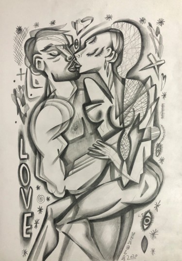 Love in december Dessin intitulée "Love in december" par Kaola Oty, Œuvre d'art originale, Crayon