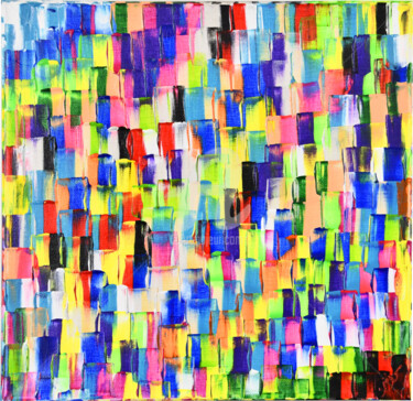 Ζωγραφική με τίτλο "Colorful Buildings/…" από Kaouteur Souibgui, Αυθεντικά έργα τέχνης, Ακρυλικό