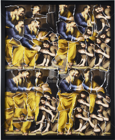 Collages intitolato "Déstructuration 5/…" da Kaouteur Souibgui, Opera d'arte originale, Collages