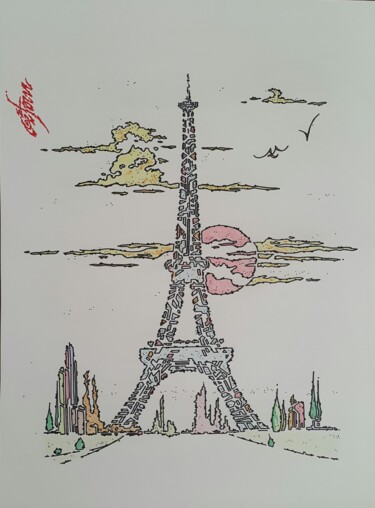 Drawing titled "EİFFEL TOWER" by Kaplan Tükenmez, Original Artwork, Other