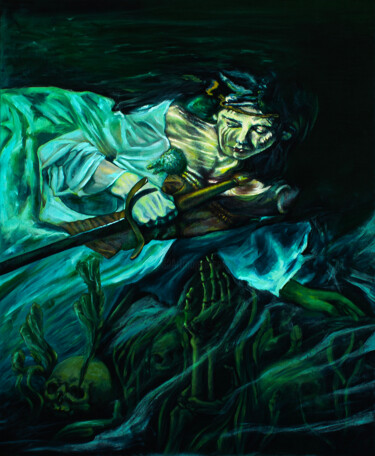 Malerei mit dem Titel "Lord of the lake" von Kaprasis, Original-Kunstwerk, Öl