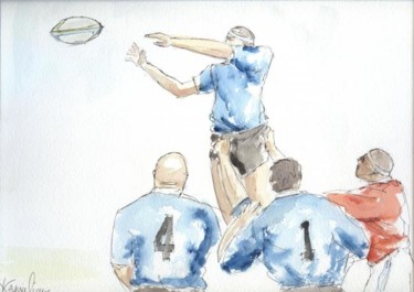 Peinture intitulée "4  1.....rugby" par Marc Kapriel De Barsa, Œuvre d'art originale