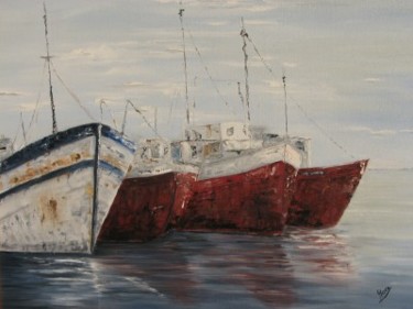 Painting titled "Barcos Puerto de La…" by Macarena De Soto, Original Artwork