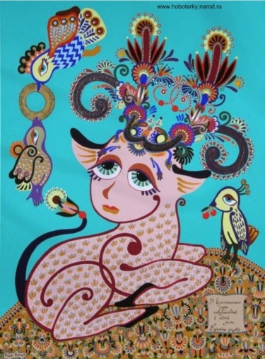 Peinture intitulée "A Vilshana deer has…" par Lesia Kara Kotsia, Œuvre d'art originale, Huile