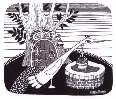 Рисунок под названием "Волшебный колодец" - Леся Кара-Коця, Подлинное произведение искусства