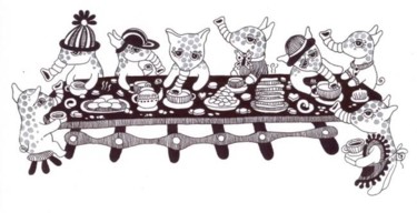Рисунок под названием "Чай" - Леся Кара-Коця, Подлинное произведение искусства
