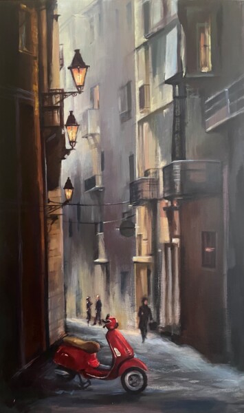 Painting titled "Spanish street" by Karas Gleb, Original Artwork, Oil