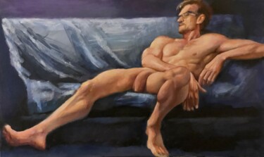 Painting titled "Big man model" by Karas Gleb, Original Artwork, Oil