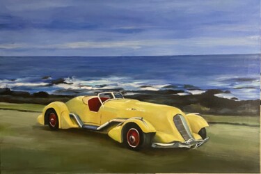 Painting titled "Rare sport car and…" by Karas Gleb, Original Artwork, Oil