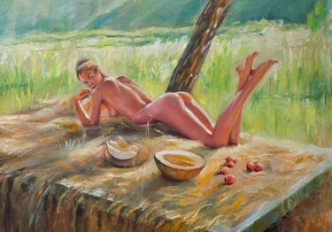 Картина под названием "Summer picnic" - Karas Gleb, Подлинное произведение искусства, Масло