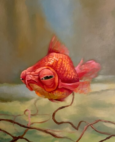 Peinture intitulée "goldfish Sarah Abra…" par Karas Gleb, Œuvre d'art originale, Huile