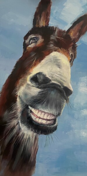 Malerei mit dem Titel "Hollywood donkey sm…" von Karas Gleb, Original-Kunstwerk, Öl