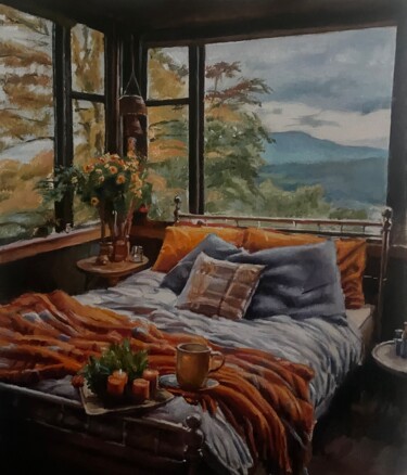 Pintura intitulada "Autumn interior" por Karas Gleb, Obras de arte originais, Óleo