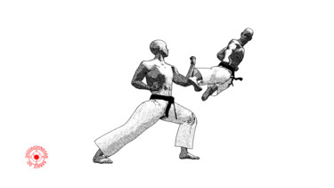 Arte digitale intitolato "Ushiro tobi geri" da Karate Poster, Opera d'arte originale, Lavoro digitale 2D