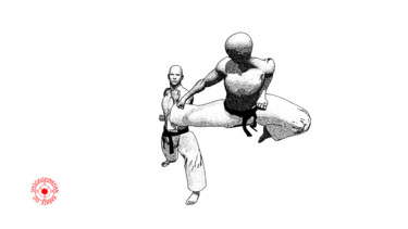 Arte digitale intitolato "Ushiro tobi geri (3)" da Karate Poster, Opera d'arte originale, Lavoro digitale 2D