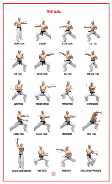 Arte digitale intitolato "Tsuki Waza" da Karate Poster, Opera d'arte originale, Lavoro digitale 2D