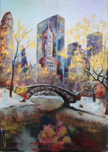 Peinture intitulée "Autumn In Central P…" par Maria Karatekin, Œuvre d'art originale, Acrylique