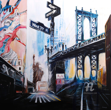 Schilderij getiteld "Nowy Jork New York 1" door Edward Karczmarski, Origineel Kunstwerk, Acryl