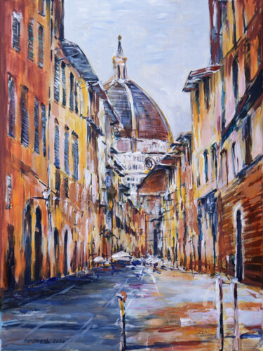 Pittura intitolato "Ulica we Florencji" da Edward Karczmarski, Opera d'arte originale, Acrilico