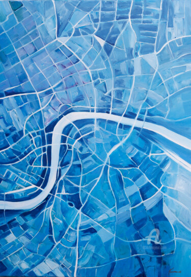 Pintura titulada "Londyn - mapa" por Edward Karczmarski, Obra de arte original, Oleo