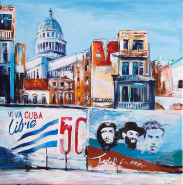 Schilderij getiteld "Hawana Kuba" door Edward Karczmarski, Origineel Kunstwerk, Acryl