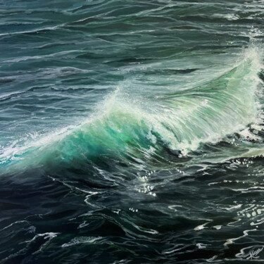 Peinture intitulée "BLUE GREEN" par Kareen Loiseau, Œuvre d'art originale, Acrylique