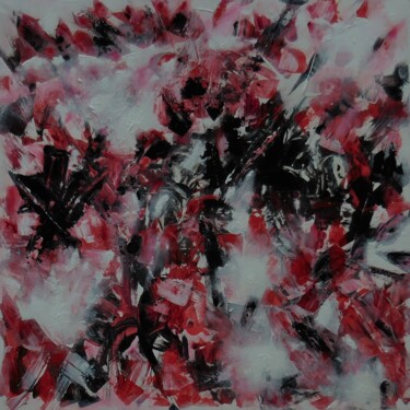 Painting titled "Cloudy red§black." by Karel Van Camp, Original Artwork, Acrylic