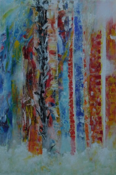 Painting titled "forest in colors (6…" by Karel Van Camp, Original Artwork, Acrylic