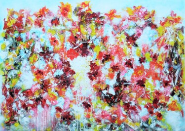 Ζωγραφική με τίτλο "Trendy Flowers" από Karel Van Camp, Αυθεντικά έργα τέχνης, Ακρυλικό