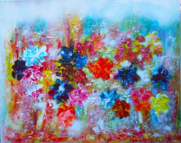 Schilderij getiteld "Flowers my Way 2" door Karel Van Camp, Origineel Kunstwerk, Acryl