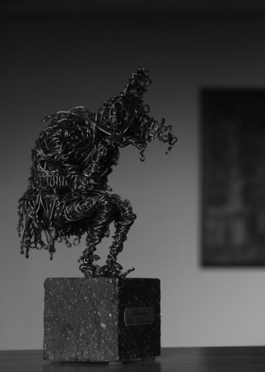 Sculpture titled "The Thinker (21x13x…" by Karen Axikyan, Original Artwork, Metals