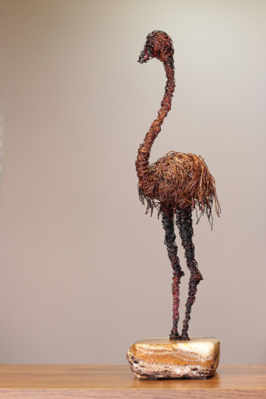 Escultura titulada "Ostrich 32x10x10 1k…" por Karen Axikyan, Obra de arte original, Metales