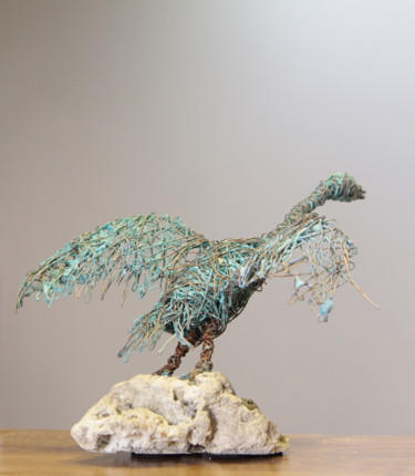 Sculpture titled "Swan 14x24x18 3kg I…" by Karen Axikyan, Original Artwork, Metals