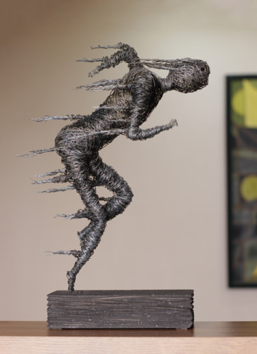 Sculpture titled "Encountered wind 46…" by Karen Axikyan, Original Artwork, Metals