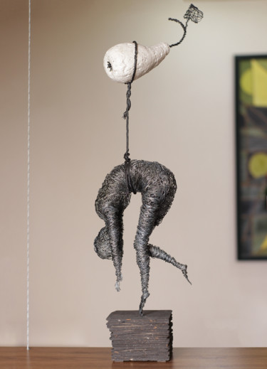 Sculpture titled "Escape from reality…" by Karen Axikyan, Original Artwork, Metals