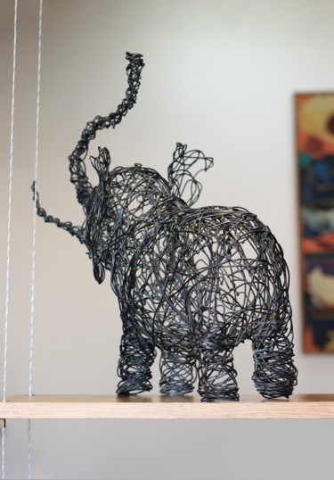 Sculpture intitulée "Elephant (45x42x25…" par Karen Axikyan, Œuvre d'art originale, Métaux