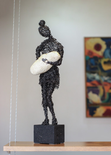 Sculpture titled "Motherhood (52x15x1…" by Karen Axikyan, Original Artwork, Metals