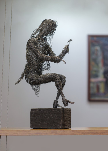 Sculpture titled "Pianist (41x18x12 2…" by Karen Axikyan, Original Artwork, Metals