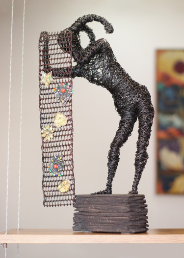 Sculpture titled "Temptation (52x23x1…" by Karen Axikyan, Original Artwork, Metals