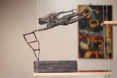 Sculpture titled "Meeting with Chagal…" by Karen Axikyan, Original Artwork, Metals