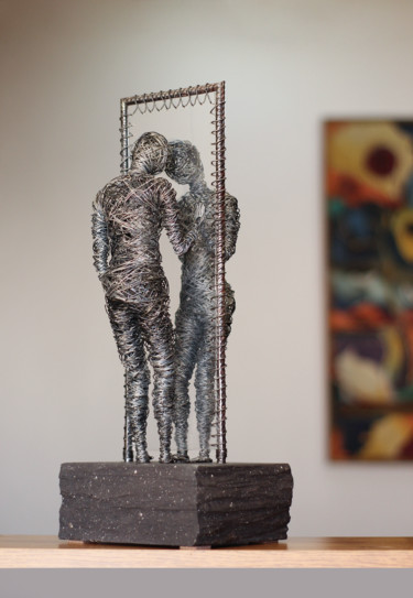 Sculpture titled "Reflection (44x16x1…" by Karen Axikyan, Original Artwork, Metals