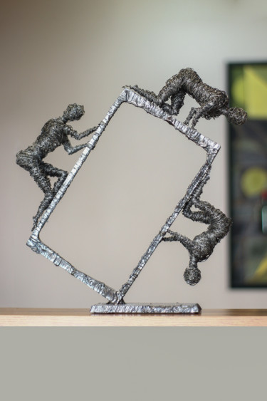 Sculpture titled "Four-Turn (40x38x10…" by Karen Axikyan, Original Artwork, Metals