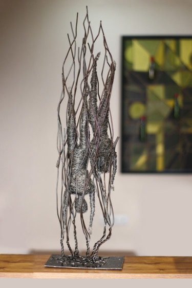 Sculptuur getiteld "Depth (70x22x14 2.7…" door Karen Axikyan, Origineel Kunstwerk, Metalen