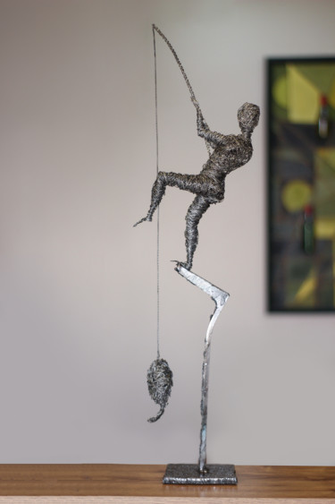 Sculpture titled "Lucky fisherman (67…" by Karen Axikyan, Original Artwork, Metals